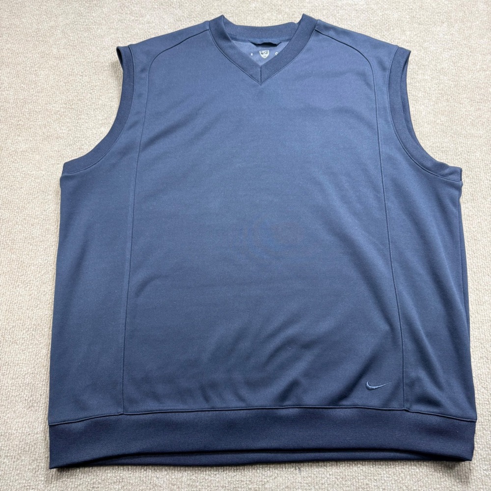 Nike Golf FITDry Mens XL V-Neck Pullover Vest Navy Blue